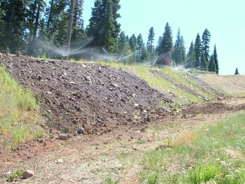 Irrigating test plots at the Northstar superpipe